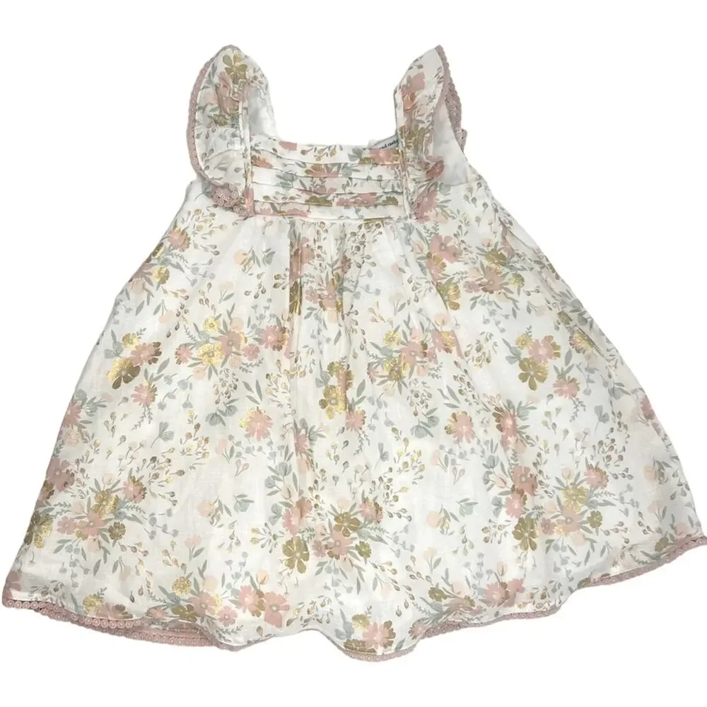 Cupcakes and Cashmere Party Dress Baby Girl 18 Mo Floral Ruffle Lined
